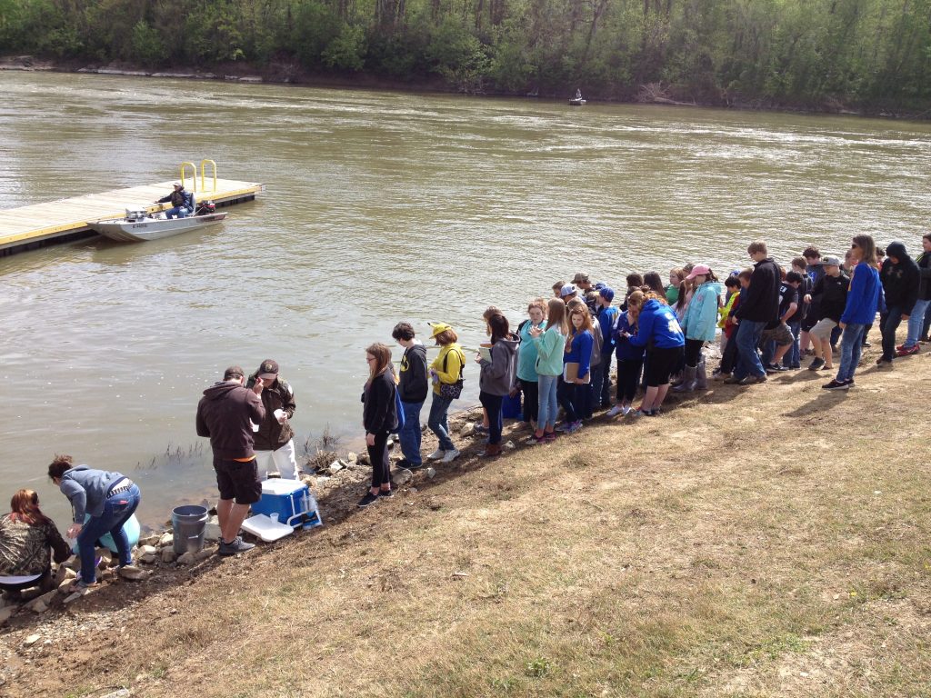Vance Charter School release at the Roanoke River (by D. Pender)